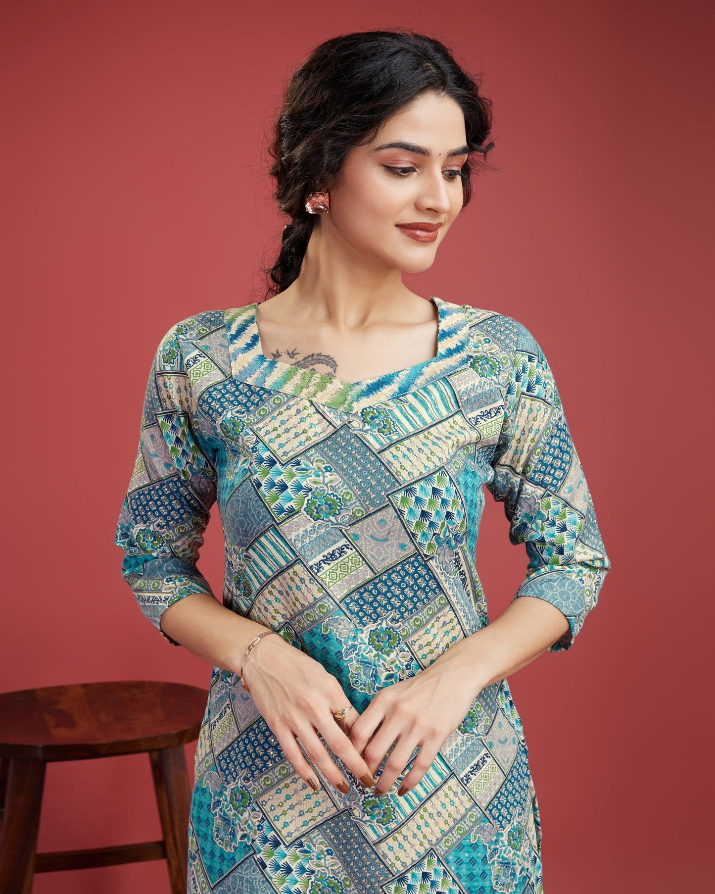 Multicolour printed kurta set