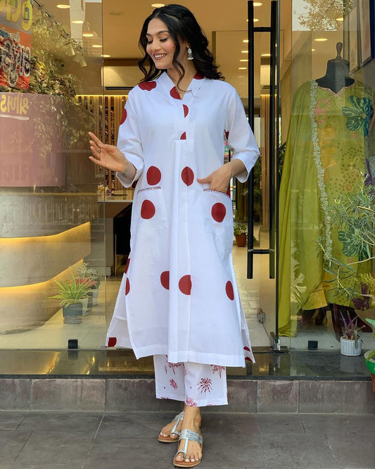 PURE COTTON CASUAL WEAR BLOCK PRINTED KURTI WITH PANT