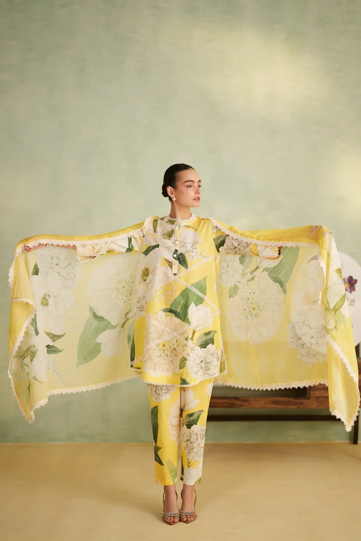 Sunshine Bloom Floral 3-Piece Lawn Suit