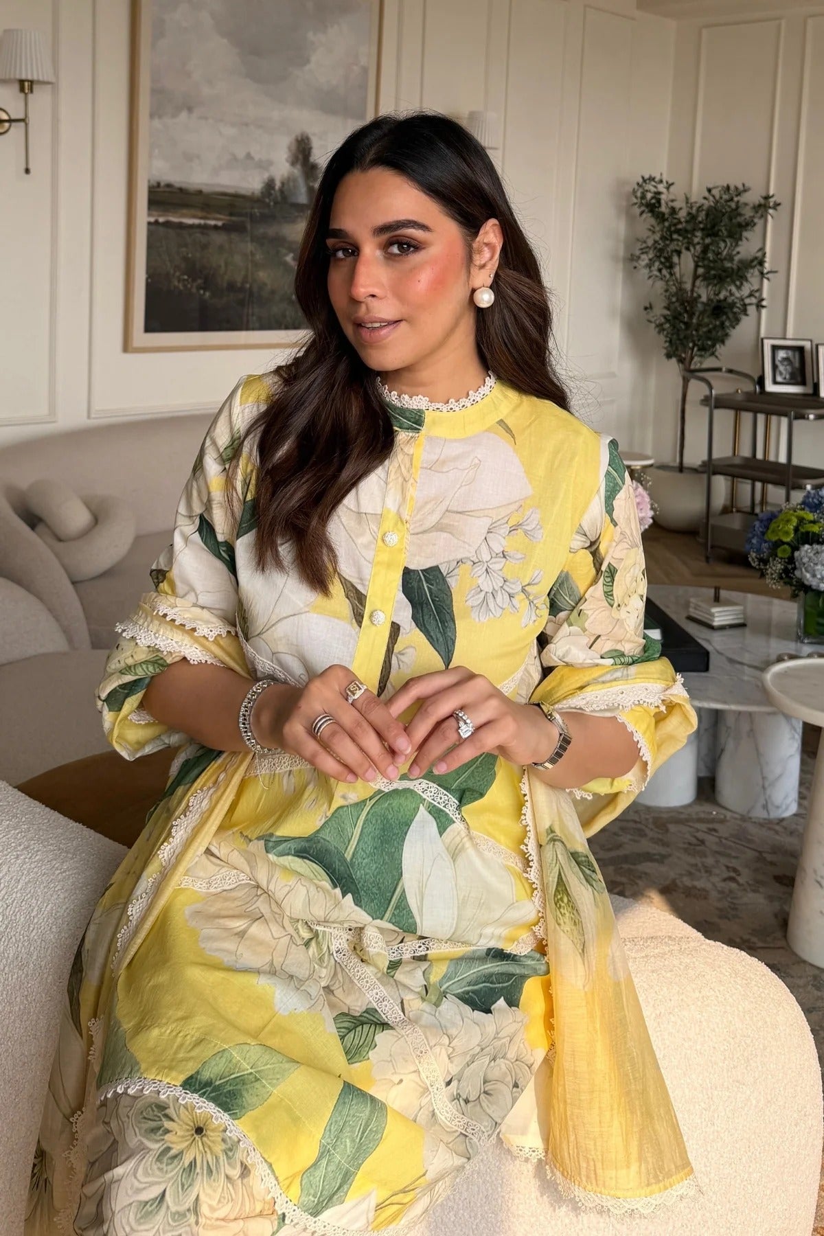 Sunshine Bloom Floral 3-Piece Lawn Suit