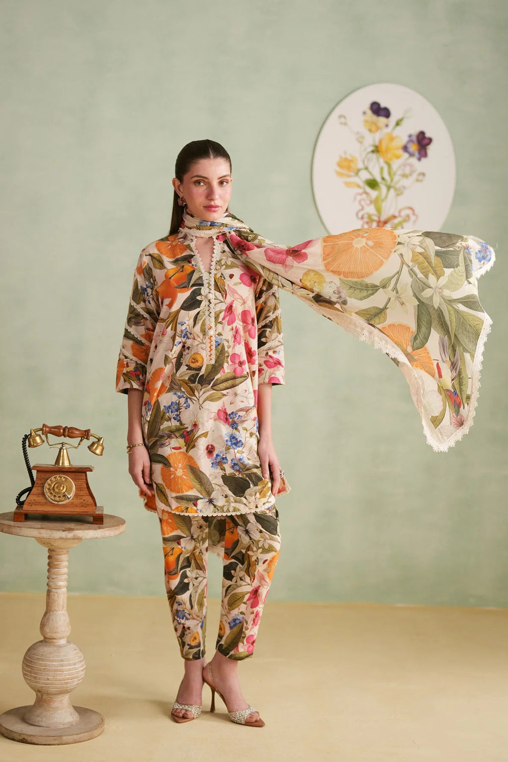 Elegant Floral Lawn 3-Piece Suit