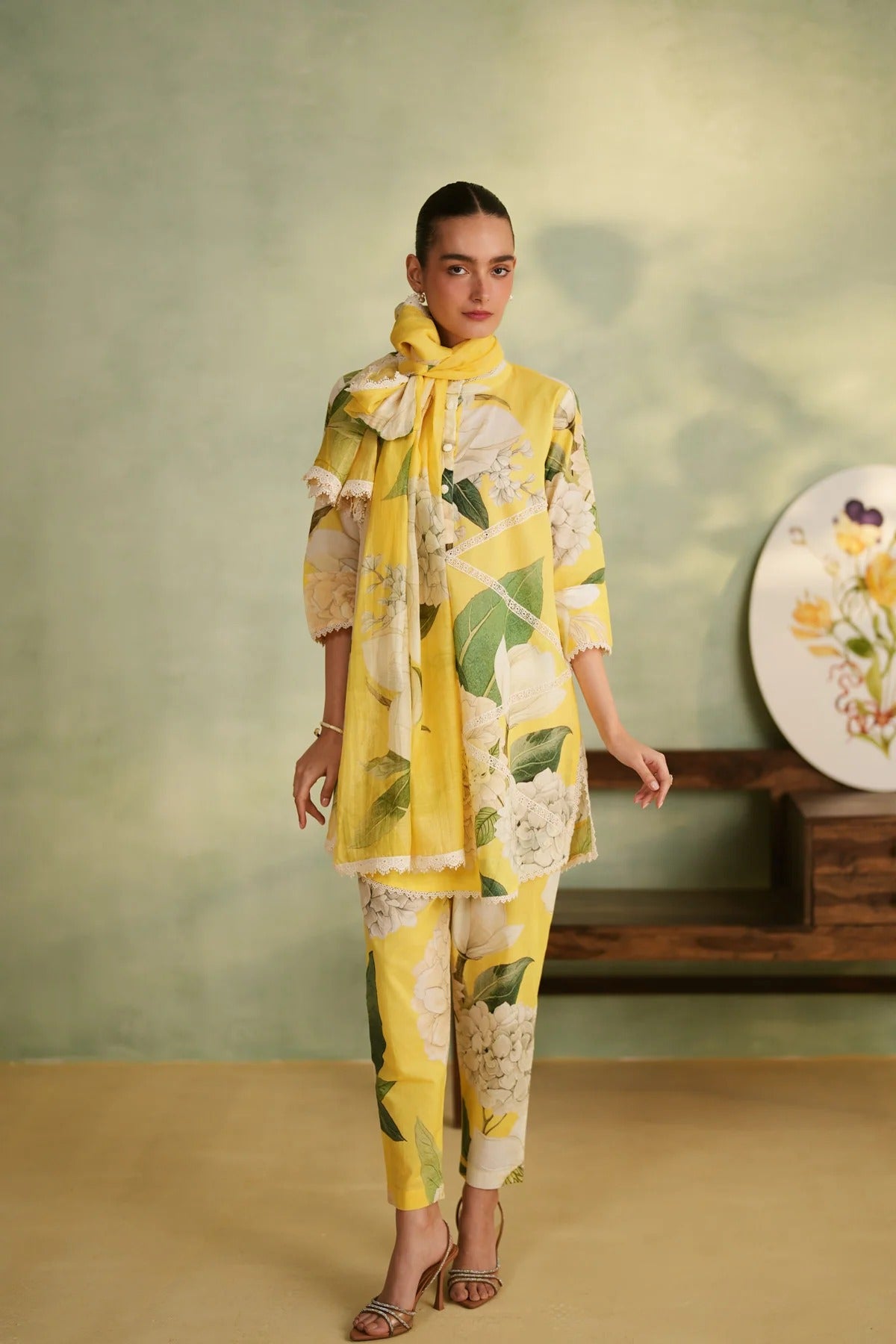 Sunshine Bloom Floral 3-Piece Lawn Suit