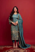 Designer Teal Blue Embroidered Kurta Set