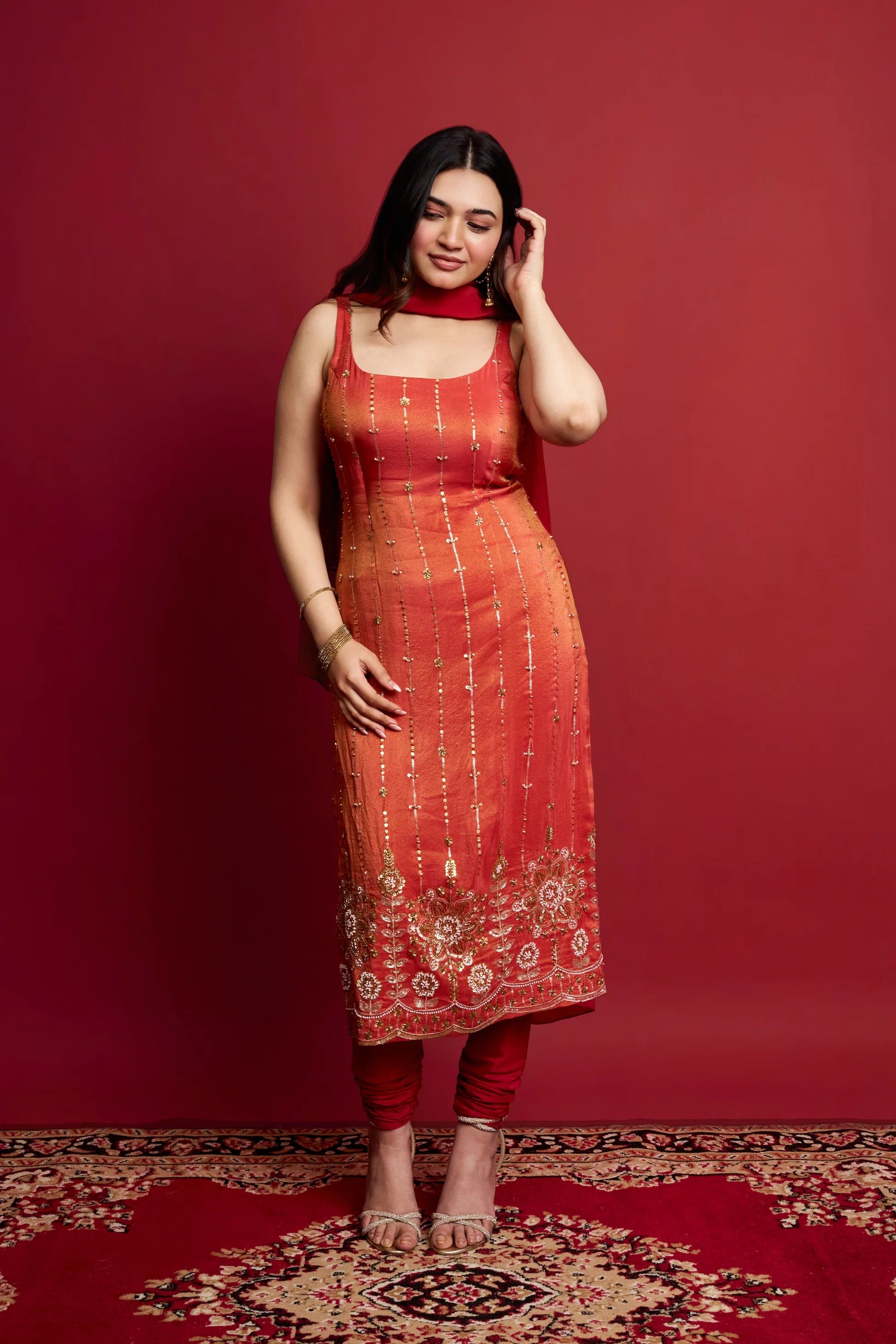 Luxury Handcrafted Embroidered Kurta Set for Women with Dupatta